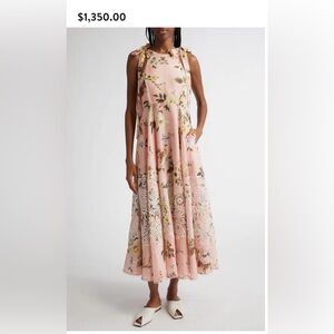 Zimmerman Acadia Floral Print Broderie Anglaise Linen Dress size 3